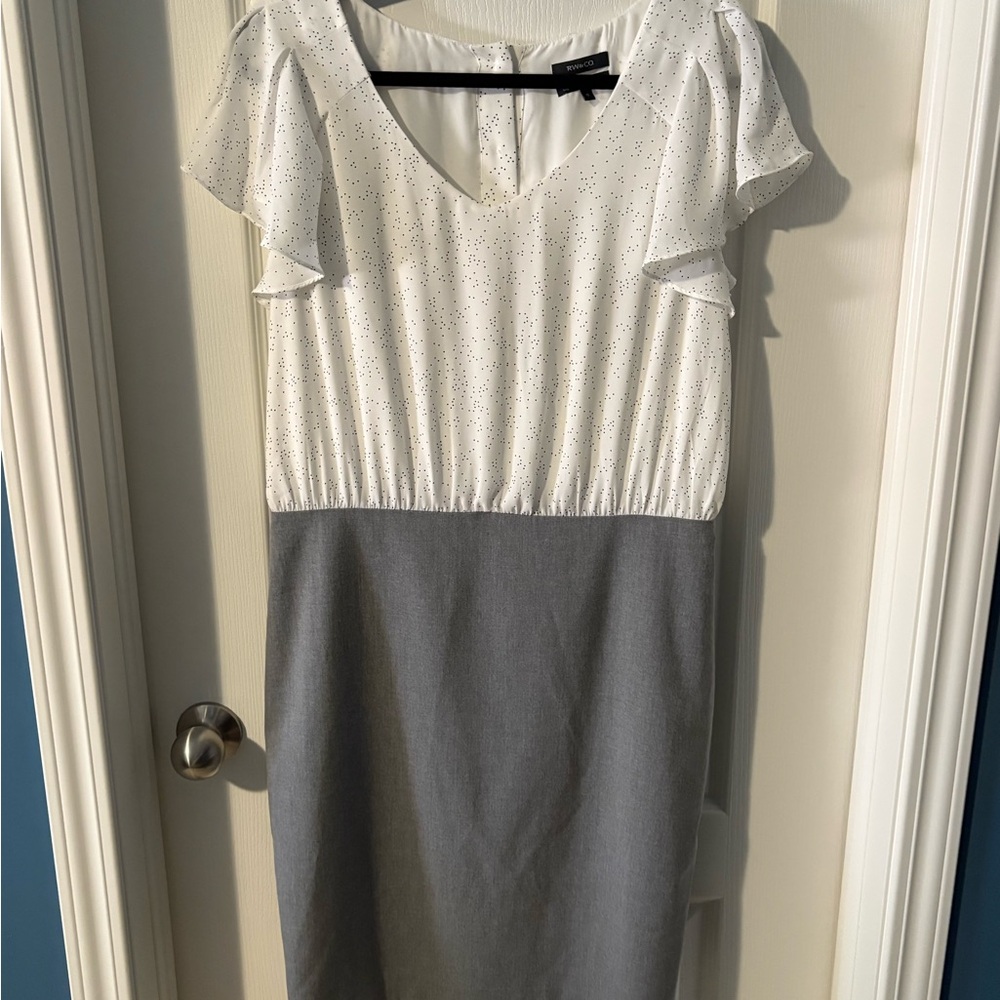 RW&CO. White and Gray Midi Dress